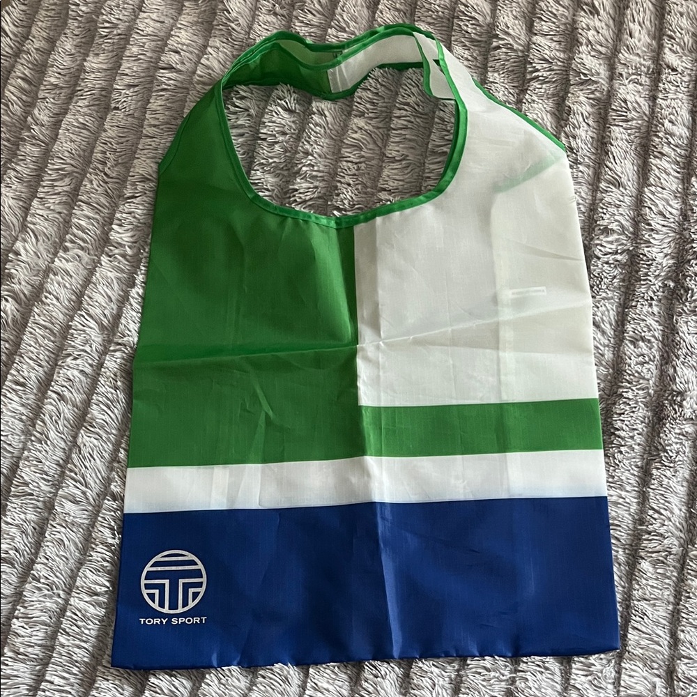 Tory Sport Green White and Blue Foldable Tote Bag
